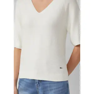 Pull de algodón mezclado con cuello en V mujer s.Oliver image-3