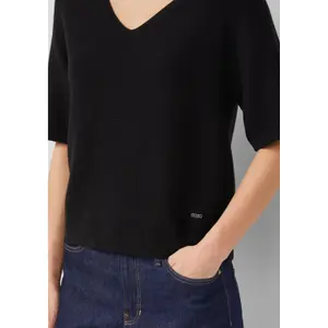 Pull de algodón mezclado con cuello en V mujer s.Oliver image-3
