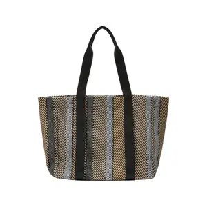 Striped Jacquard Shoulder Bag with Magnetic Closure for Women s.Oliver image-0