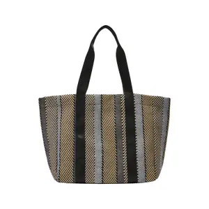 Striped Jacquard Shoulder Bag with Magnetic Closure for Women s.Oliver image-1