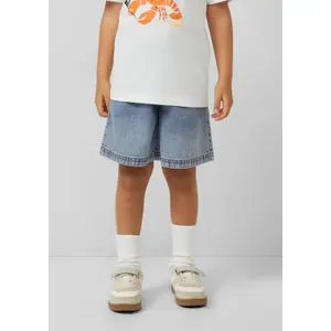 Jeansshorts med hög midja slittagen look barn stor lös passform mycket breda ben s.Oliver image-5