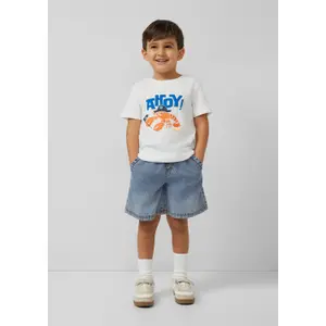 Jeansshorts med hög midja slittagen look barn stor lös passform mycket breda ben s.Oliver image-6