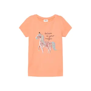 T-shirt a forma di trapezio con stampa reversibile e dettagli glitterati ragazza s.Oliver image-0