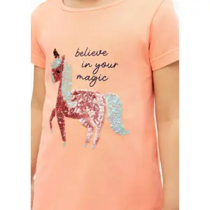 T-shirt a forma di trapezio con stampa reversibile e dettagli glitterati ragazza s.Oliver image-4
