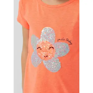 T-shirt a forma di trapezio con stampa reversibile e dettagli glitterati ragazza s.Oliver image-4