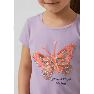 T-shirt a forma di trapezio con stampa reversibile e dettagli glitterati ragazza s.Oliver image-4