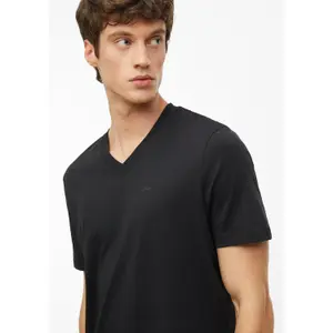 T-shirt μαλακό με V λαιμόκοψη από βαμβακερό jersey με λεπτομέρεια λογότυπου s.Oliver image-3