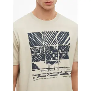 Μαλακή βαμβακερή μπλούζα Τ-shirt με εκτύπωση μπροστά και καμπυλωτό τελείωμα καλλιτεχνικό σχέδιο s.Oliver image-3