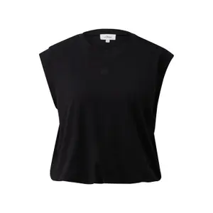 Camiseta sin mangas de jersey interlock con logo y dobladillo elástico mujer s.Oliver image-0