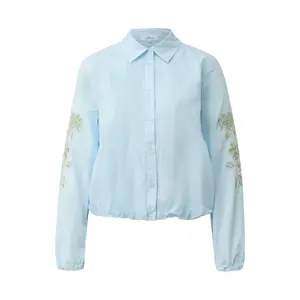 Blusa de algodón con bordado y cuello de camisa mujer s.Oliver image-0