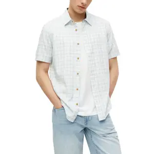 Chemise en coton à carreaux avec col italien et ourlet arrondi s.Oliver image-6