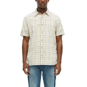 Chemise en coton à carreaux avec col italien et ourlet arrondi s.Oliver image-2