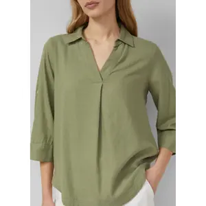 Leinenmix-Bluse mit 3/4-Ärmeln und Kragen für Damen s.Oliver image-3