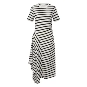 Gestreifte Jersey-Midikleid mit Raffung und Rundhalsausschnitt Damen s.Oliver image-0