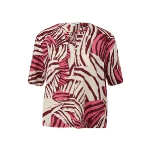 Blusa fluida em viscose misturada com franzidos e estampado integral gola redonda corte amplo mulher s.Oliver image-0