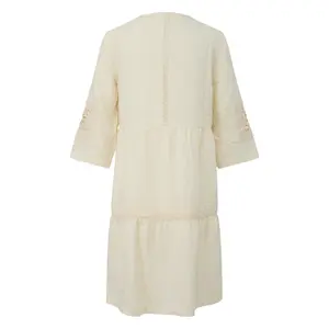Kurzes Kleid aus Baumwollmischung mit V-Ausschnitt und Raffung Damen s.Oliver image-1