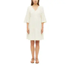 Kurzes Kleid aus Baumwollmischung mit V-Ausschnitt und Raffung Damen s.Oliver image-2