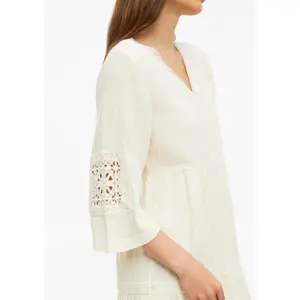 Kurzes Kleid aus Baumwollmischung mit V-Ausschnitt und Raffung Damen s.Oliver image-3