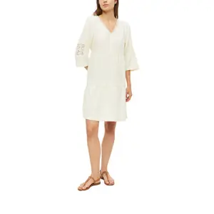 Kurzes Kleid aus Baumwollmischung mit V-Ausschnitt und Raffung Damen s.Oliver image-6
