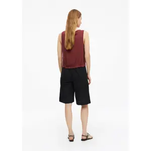 Sleeveless Viscose Blend Blouse with All-Over Print and Drawstring Round Neck Straight Cut Garnet Women s.Oliver image-4