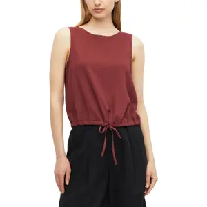 Sleeveless Viscose Blend Blouse with All-Over Print and Drawstring Round Neck Straight Cut Garnet Women s.Oliver image-6