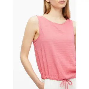 Sleeveless Blouse in Mixed Viscose with All-Over Print and Adjustable Drawstring Round Neck Straight Fit Women s.Oliver image-3