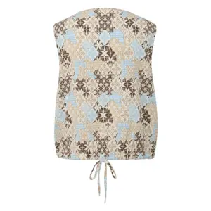 Sleeveless Viscose Blend Blouse with All-Over Print and Drawstring Round Neck Straight Cut Women's Fabric s.Oliver image-1