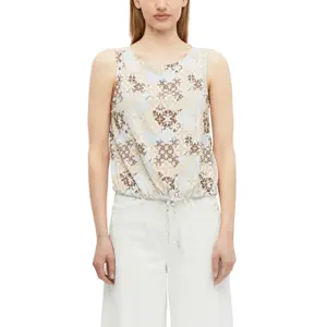 Sleeveless Viscose Blend Blouse with All-Over Print and Drawstring Round Neck Straight Cut Women's Fabric s.Oliver image-2