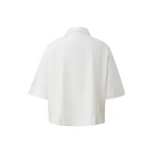Blusa fluida de mangas cortas en lino mezclado con cuello de camisa mujer s.Oliver image-1
