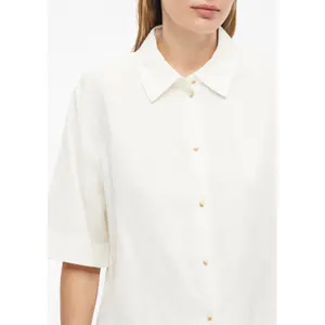Blusa fluida de mangas cortas en lino mezclado con cuello de camisa mujer s.Oliver image-3