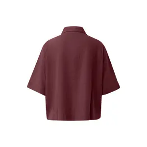Blusa fluida de mangas cortas en lino mezclado con cuello de camisa mujer s.Oliver image-1