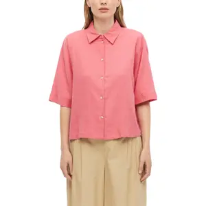 Blusa fluida de mangas cortas en lino mezclado con cuello de camisa mujer s.Oliver image-2
