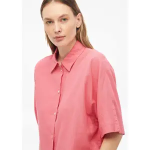 Blusa fluida de mangas cortas en lino mezclado con cuello de camisa mujer s.Oliver image-3