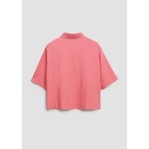 Blusa fluida de mangas cortas en lino mezclado con cuello de camisa mujer s.Oliver image-4