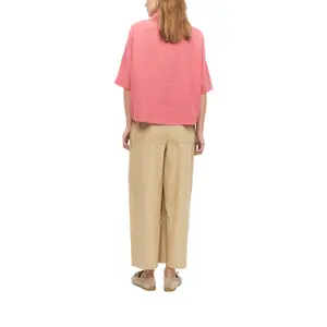 Blusa fluida de mangas cortas en lino mezclado con cuello de camisa mujer s.Oliver image-5