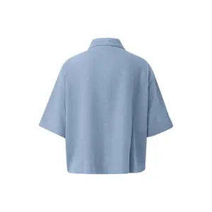 Blusa fluida de mangas cortas en lino mezclado con cuello de camisa mujer s.Oliver image-1