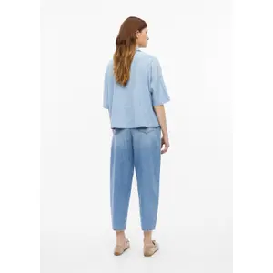 Blusa fluida de mangas cortas en lino mezclado con cuello de camisa mujer s.Oliver image-4