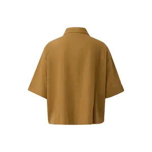 Blusa fluida de mangas cortas en lino mezclado con cuello de camisa mujer s.Oliver image-1