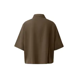 Blusa fluida de mangas cortas en lino mezclado con cuello de camisa mujer s.Oliver image-1