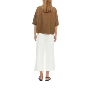 Blusa fluida de mangas cortas en lino mezclado con cuello de camisa mujer s.Oliver image-5