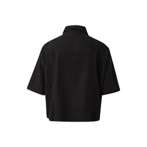 Blusa fluida de mangas cortas en lino mezclado con cuello de camisa mujer s.Oliver image-1