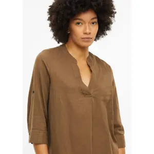 Fließende Bluse aus Leinenmix mit 3/4-Ärmeln und Ganzflächenmuster Damenmarke s.Oliver image-3