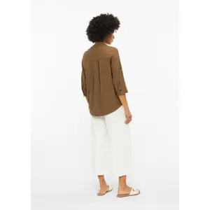 Fließende Bluse aus Leinenmix mit 3/4-Ärmeln und Ganzflächenmuster Damenmarke s.Oliver image-4