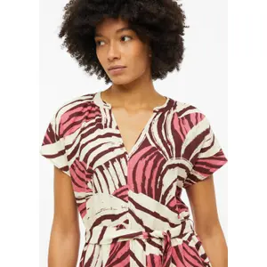 Ärmelloses Jersey-Kleid aus gemischtem Leinen mit Allover-Print und Raffung für Damen s.Oliver image-4