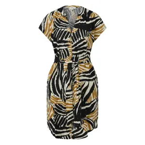 Ärmelloses Jersey-Kleid aus gemischtem Leinen mit Allover-Print und Raffung für Damen s.Oliver image-0