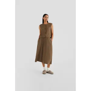Midi-Rock mit hohem Bund, elastischem Bund und Seitentaschen, ausgestellte Form, Damen s.Oliver image-2