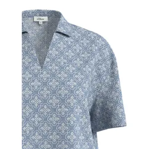 Fluid Viscose Blouse with V-Neck and All-Over Print Coastal Shirt Collar Women s.Oliver image-4
