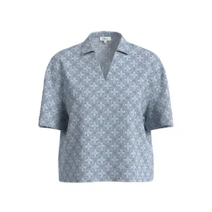 Fluid Viscose Blouse with V-Neck and All-Over Print Coastal Shirt Collar Women s.Oliver image-5