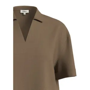 Women's V-Neck Fluid Viscose Blouse with Full Print and Shirt Collar Slit s.Oliver image-4