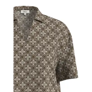 Women's V-Neck Fluid Viscose Blouse with Full Print and Shirt Collar Slit s.Oliver image-4